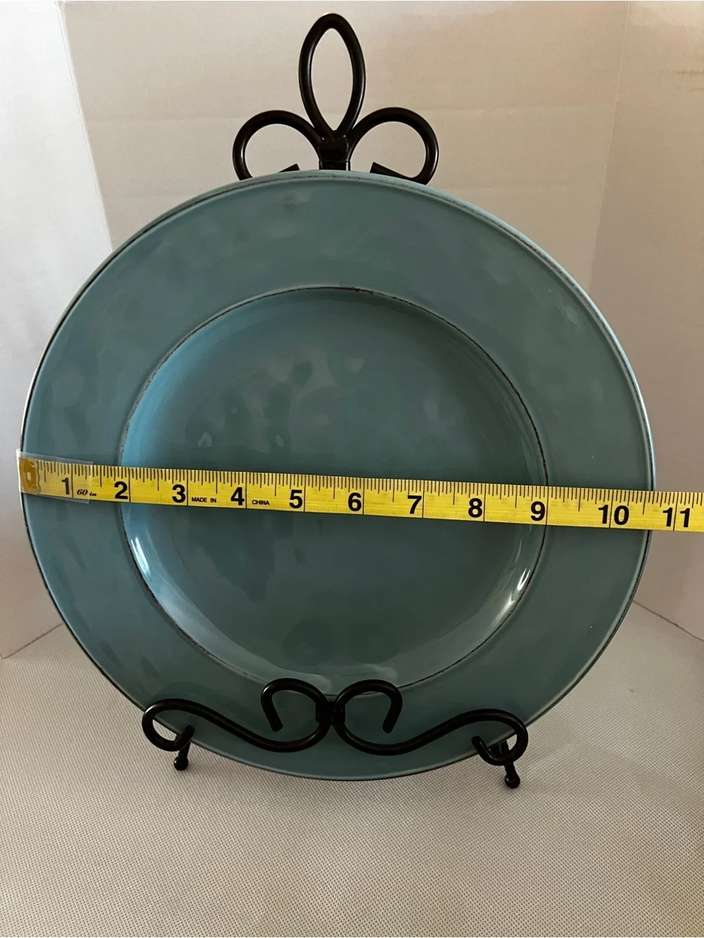 Pier 1 Martillo Dinner Plate Turquoise Ceramic Sz 10.5”